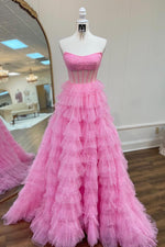 Load image into Gallery viewer, Strapless Cute Corset Prom Dress
