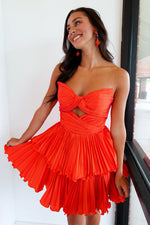 Load image into Gallery viewer, Tiered Ruffle Strapless Homecoming Dress
