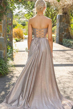 Load image into Gallery viewer, Strapless Silver Prom Dress
