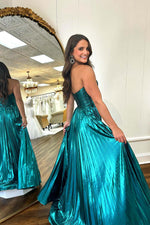 Load image into Gallery viewer, Sweetheart Side Slit Metallic Prom Dress with Keyholes
