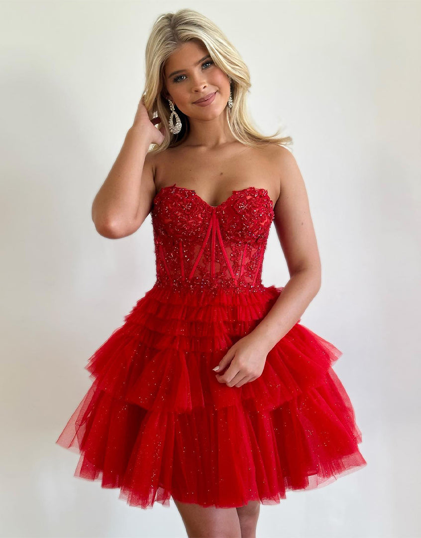 A-Line Cute Sweetheart Tulle Homecoming Dress