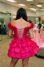 Load image into Gallery viewer, Cute Ruffle Corset Homecoming Dress
