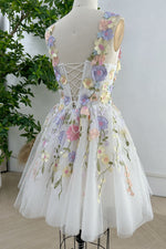 Load image into Gallery viewer, Cute Lilac Flowers Homecoming Dress
