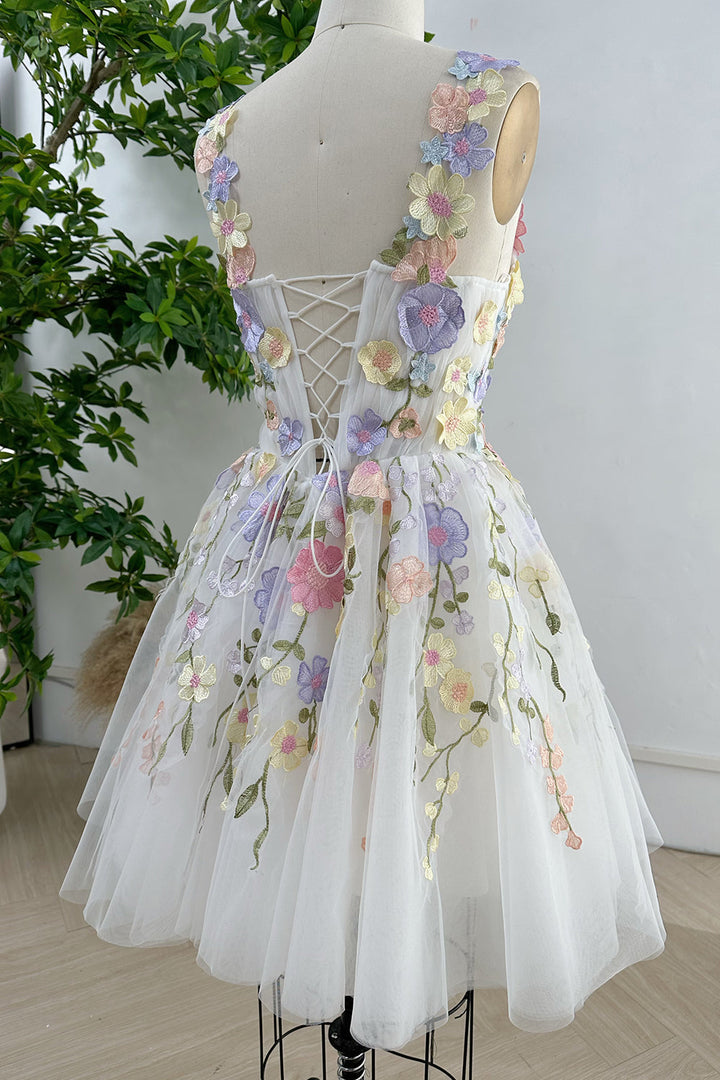 Cute Lilac Flowers Homecoming Dress