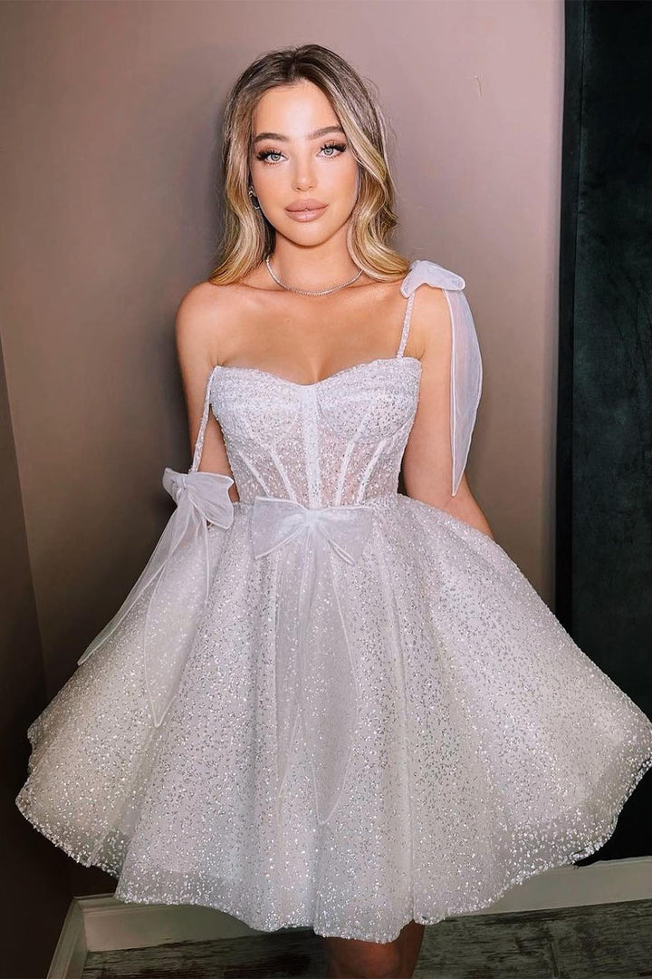 White Straps Homecoming Gown