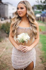 Load image into Gallery viewer, Beads Strapless Homecoming Dress with Slit

