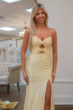 Load image into Gallery viewer, Strapless Keyholes Prom Dress with Beads
