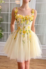 Load image into Gallery viewer, Straps Flowers Homecoming Dress
