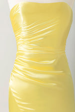 Load image into Gallery viewer, Strapless Satin Homecoming Dress with Slit
