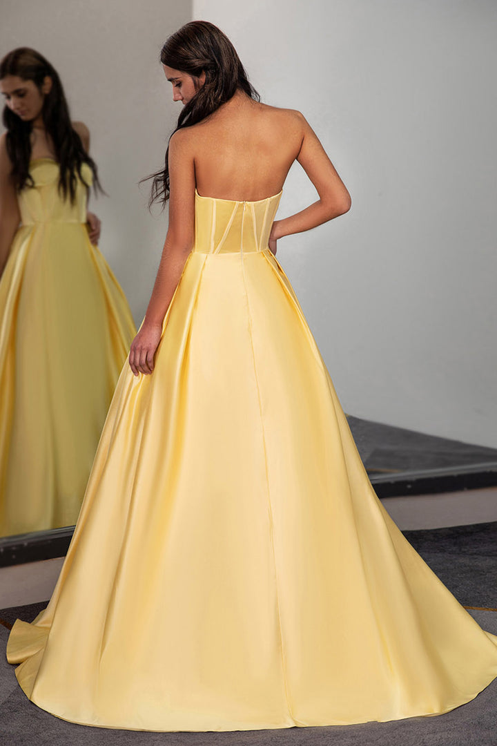 Yellow Sweetheart Prom Ball Gown