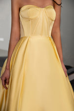 Load image into Gallery viewer, Yellow Sweetheart Prom Ball Gown
