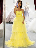 Load image into Gallery viewer, Keyhole Ruffle Tulle Prom Dress
