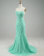 Load image into Gallery viewer, Mermaid Mint Green Backless Tight Prom Dress
