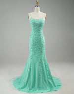 Load image into Gallery viewer, Mermaid Mint Green Backless Tight Prom Dress
