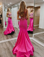 Load image into Gallery viewer, Mermaid Hot Pink Beaded Prom Dress
