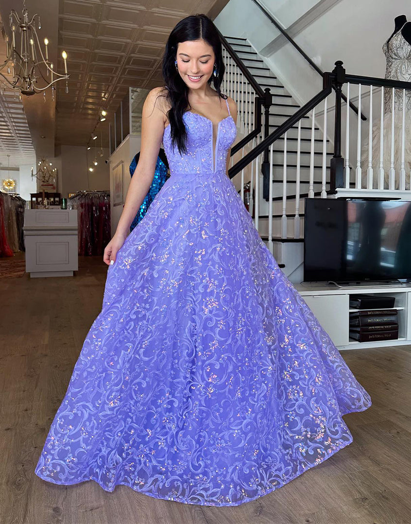 Tulle Lavender Unique Prom Dress