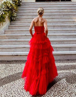 Load image into Gallery viewer, Strapless Long Red Prom Dress
