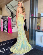 Load image into Gallery viewer, Sheath Yellow Long Slit Prom Dress
